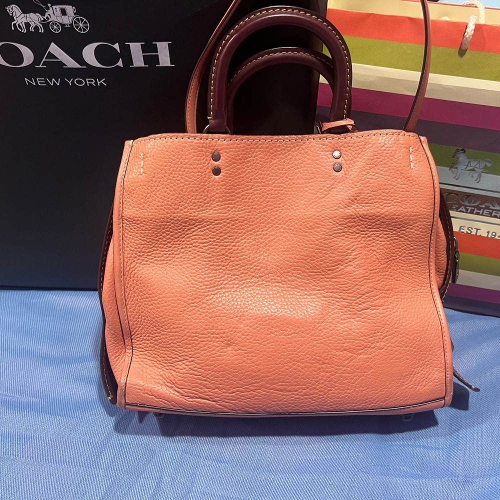 Coach 1941 Rogue Shoulder Bag Melon Glovetanned Pebble Leather Handbag (38124)